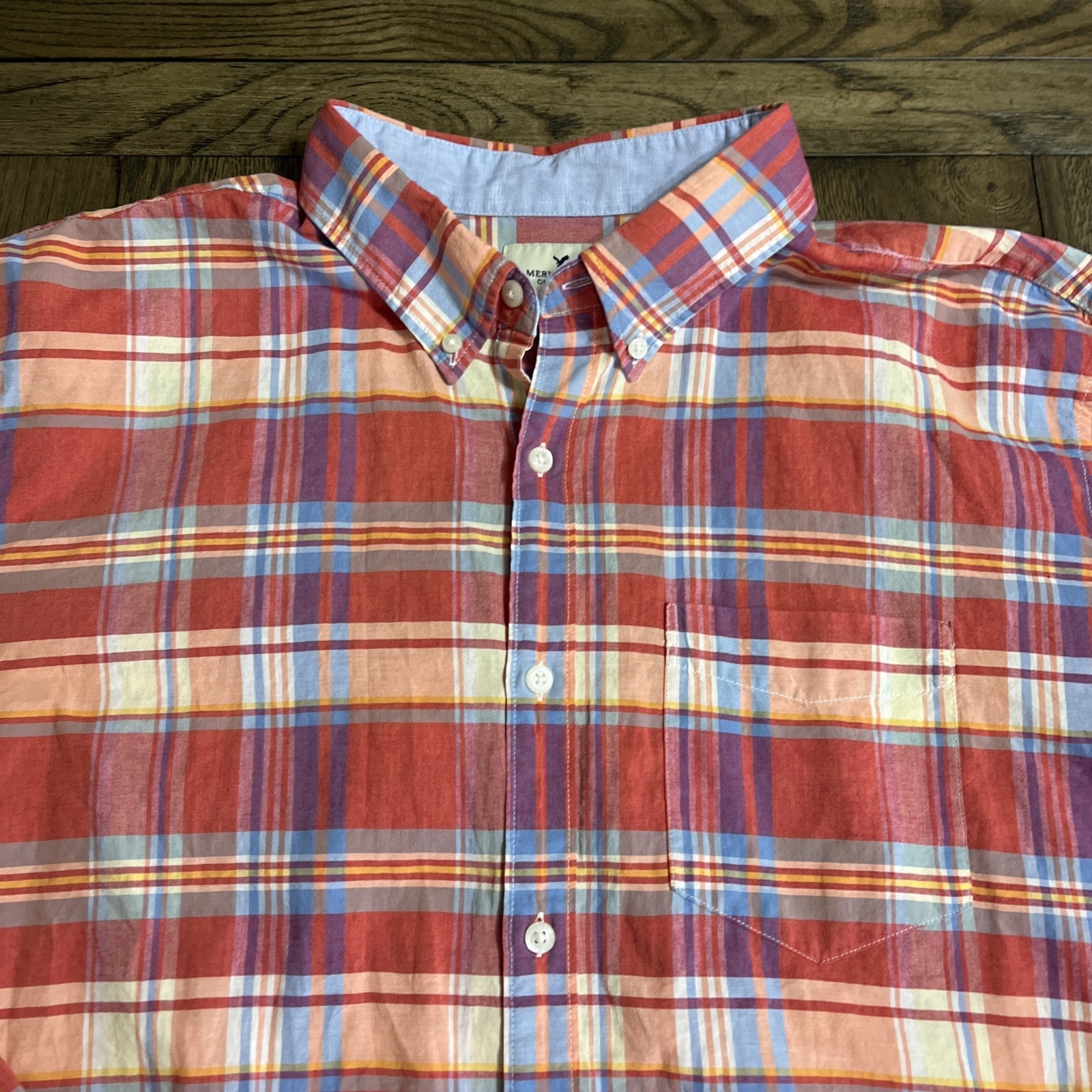 American Eagle Outfitters Shirt Men 2xl Multicolor Classic Fit Plaid Button Down